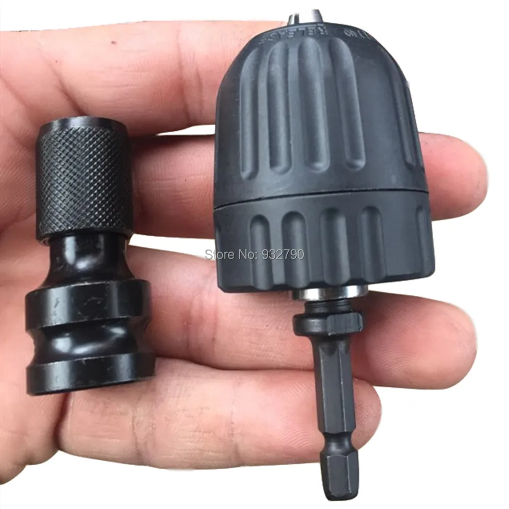 

1/2" Square to 1/4" Hex Socket Adapter Converter Bit Adaptor Keyless Chuck 3/8" 24UNF Female Thread 10mm Keyless Drill Chuck