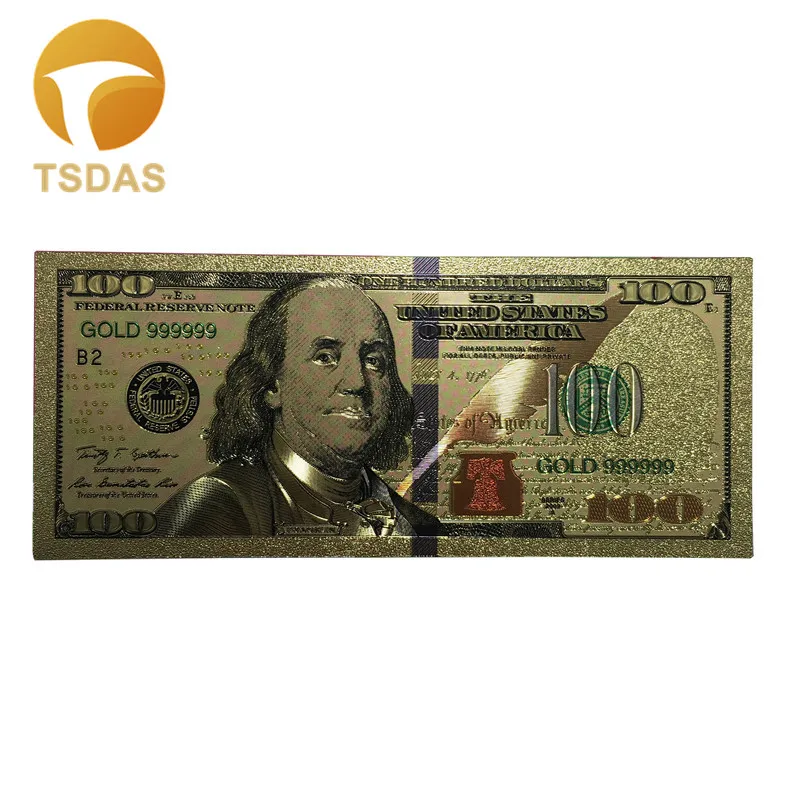 

Free Shipping 24K Gold Banknote USA 100 Dollar Gold Foil Banknote 10pcs/lot as Business Gifts