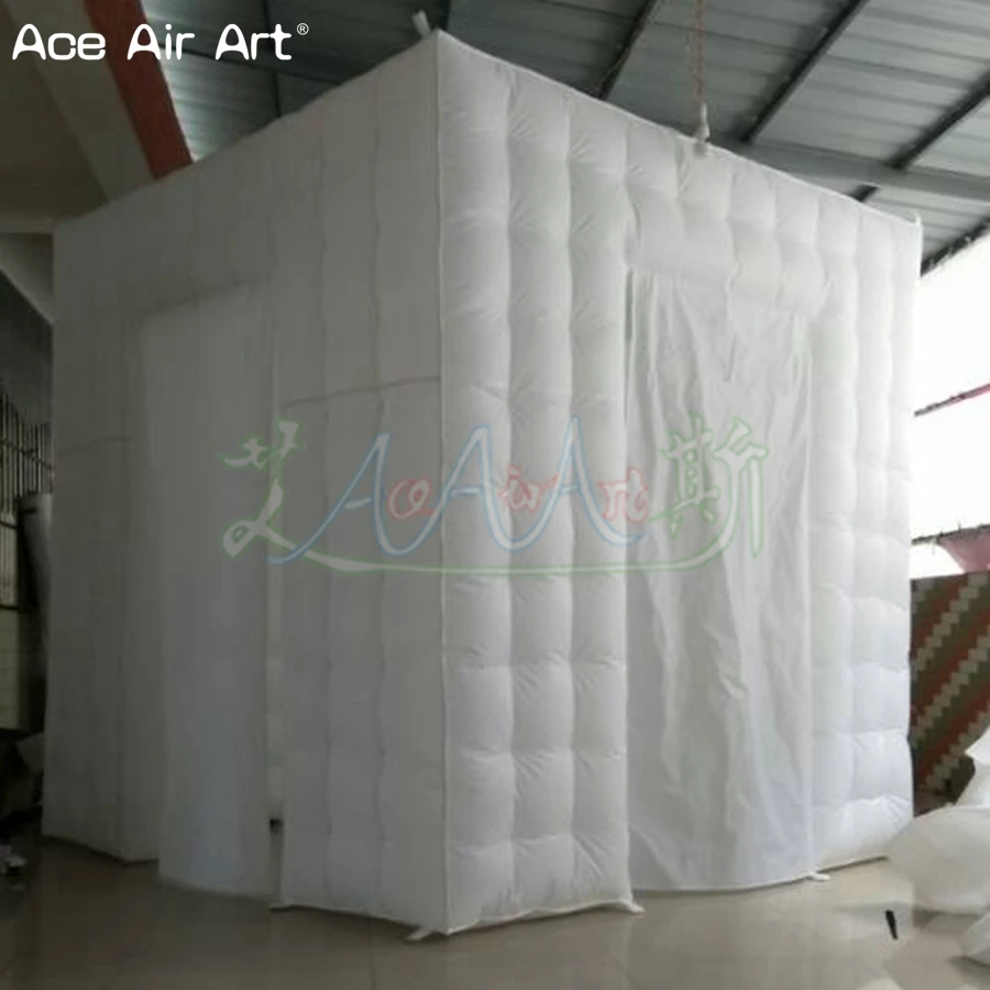  Brigter 5 w spotlights inflatable led cubephoto booth backdropcubic tent with 2 foldable door cover