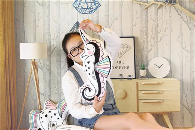 2018 New Color Unicorn Seahorse Kitty Cat Dolls Cute Cartoon Rainbow Horse Animals Soft Stuffed Pillow Cushion Baby Kids Toys  (18)