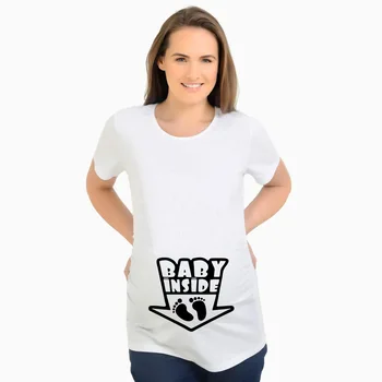 

Summer maternity t-shirts Baby Inside letters print funny pregnancy tops tees short sleeve clothes for pregnant women casual new