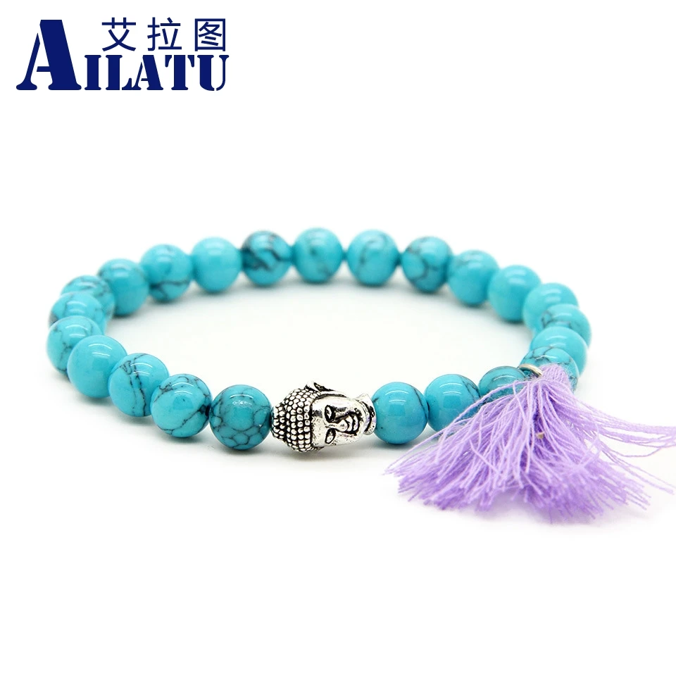 Ailatu Religious Jewelry 8mm Simulated Stone Beads Purple and Pink