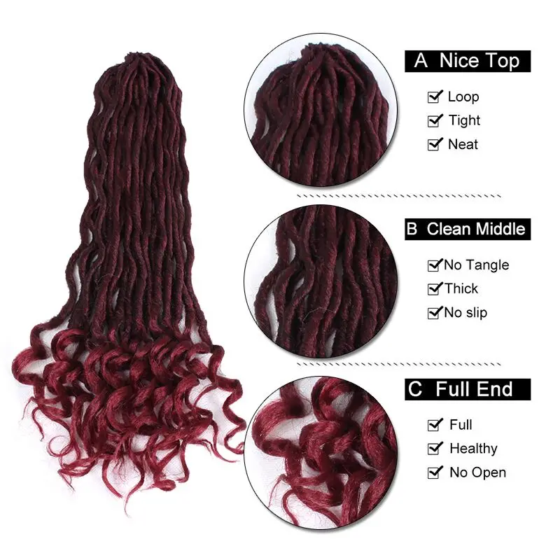 Евники Faux locs Curly заканчивается, на крючках, косички, волосы 2" 22/витая пара пакет длинных и средних Размеры крючком синтетические косички, волосы