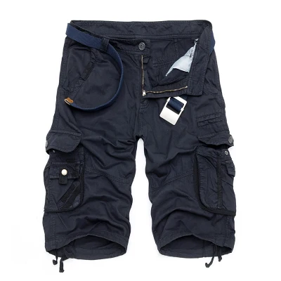 DARK BLUE Мужские военные карго шорты, брендовые новые армейские камуфляжные тактические шорты, мужские хлопковые свободные рабочие повседневные шорты размера плюс - Цвет: DARK BLUE