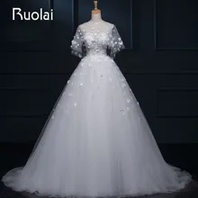 Real Picture New Wedding Dresses 2017 Strapless Flower Decorated Pearls Ball Gown Wedding Dresses Bridal Gown with Jacket FW56