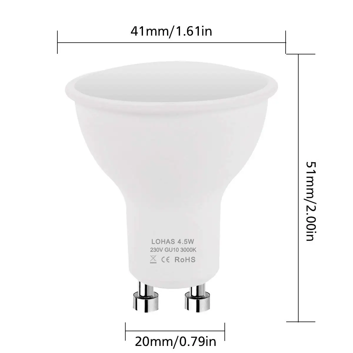 GU10 Светодиодный прожектор 4,5 W 50 W эквивалент галогенных ламп 450lm теплый белый 3000 K 120 Угол луча встраиваемое освещение-10 шт