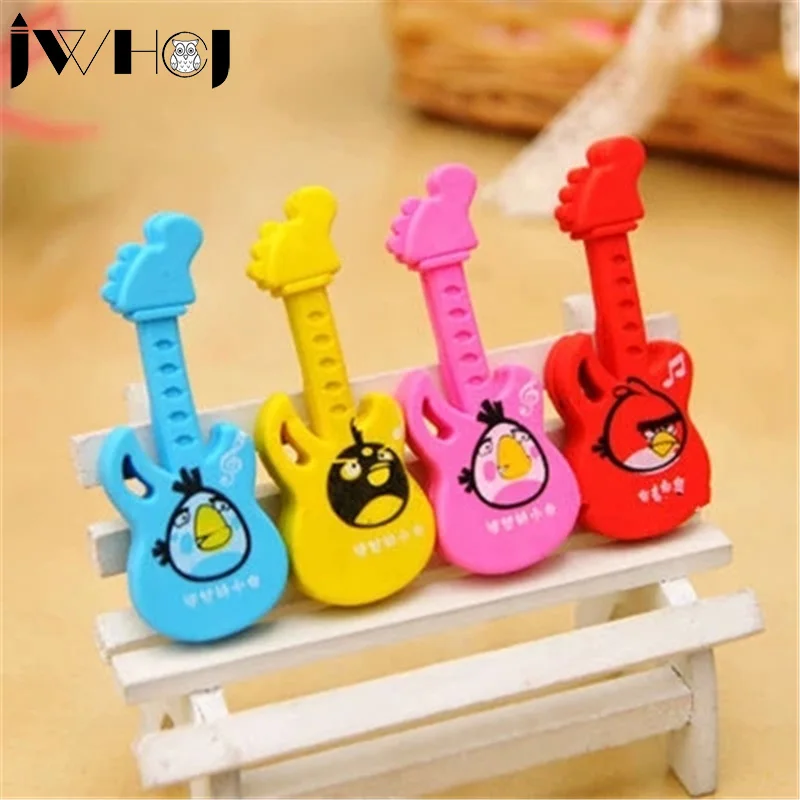 

1 pcs novelty Birds guitar shape rubber eraser creative kawaii stationery school supplies papelaria gift for kids