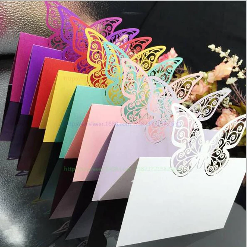 50pcs Butterfly Laser Cut Table Name Place Cards Favor Name Message Setting Card Baby Shower Wedding Birthday Party Supplies (5)