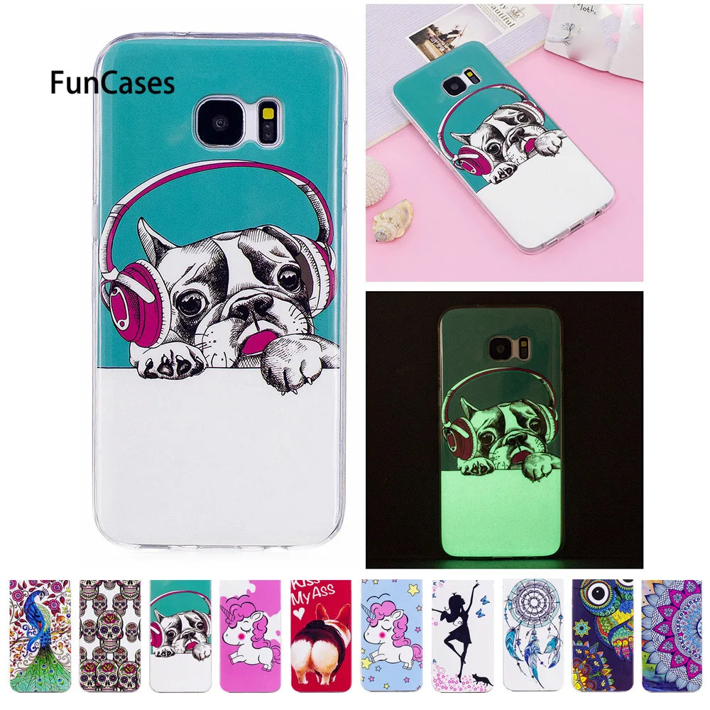 

Soft Case For Samsung Galaxy S7 S 7 Edge S7edge G935 G935F G935FD Unicorn dog Luminous Silicon TPU phone case SM-G935F SM-G935FD