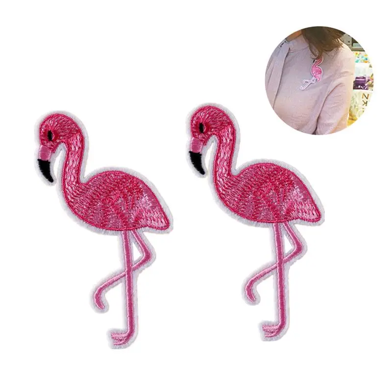 2pcs DIY Flamingo Embroidery Sewing Patch Flamingo Iron on Patch