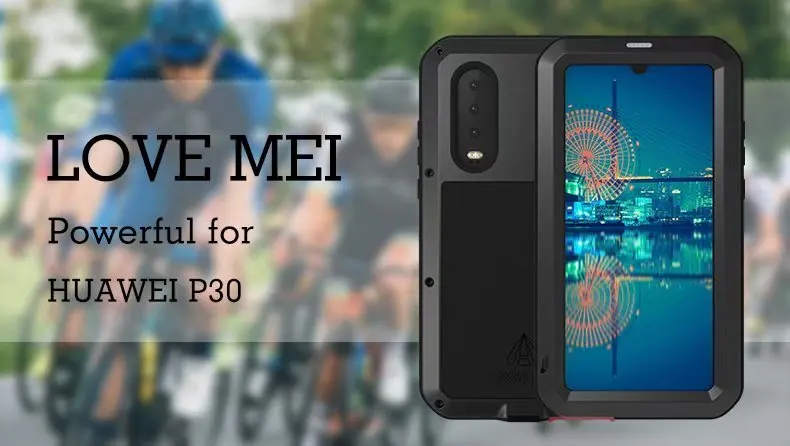 P30 Lite Любовь Мэй мощный алюминиевый Металл закаленное Стекло 360 Полное покрытие противоударный бронированный чехол для huawei P30 про жизнь Водонепроницаемый