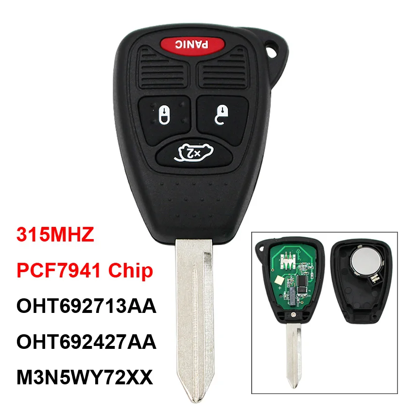 

3+1/4 Button Remote Car Key 315MHz PCF7941 Chip OHT692713AA OHT692427AA M3N5WY72XX for Chrysler Aspen for Jeep Patriot for Dodge