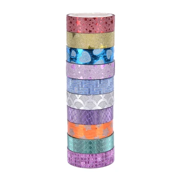

10 Pcs/set Washi Tape Set Glitter Color Japanese Stationery Scrapbooking Decorative Tapes Adhesive Tape Kawai Adesiva Decorativa
