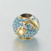 Golden Fish Crystal Beads Fit Pandora Charms Pulsera Plata 925 Original Nuevo DIY 925 Cuentas de Plata Esterlina para La Joyería Que Hace