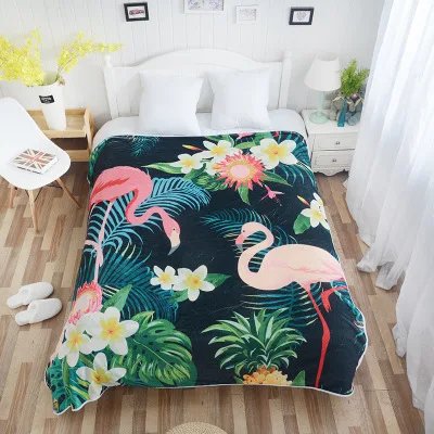 Домашний текстиль, флисовые одеяла с тропическим растением фламинго для кровати, одеяло с принтом птиц, постельные принадлежности, плед, диван, покрывало, покрывало - Цвет: B