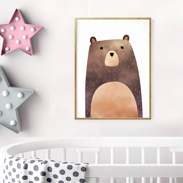 Nursery Animal Bear Canvas Print Wall Art Poster Watercolor Lovely Nursery Animal Bear Canvas Print Wall Art Poster Watercolor Lovely Painting Cartoon Picture