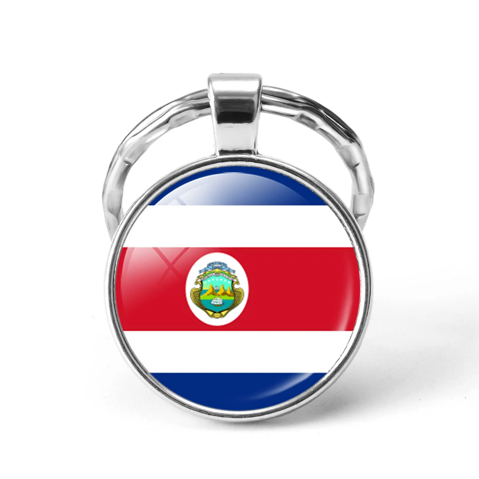 2018 Newest Metal Football World Cup Keychain Canada / America / Colombia / Costa Rica National Flag Glass Cabochon Keyring Fashion Jewelry