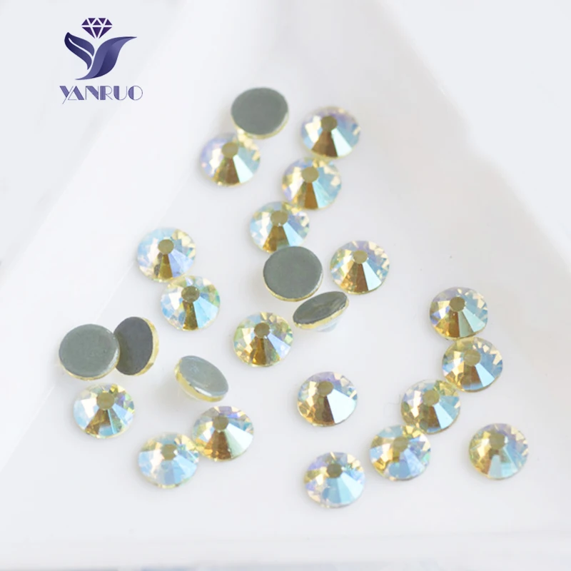 

YANRUO 2058HF Jonquil AB Flatback Nail Stone DIY Iron On Hot Fix Designs Rhinestones Decoration Wedding Clothes