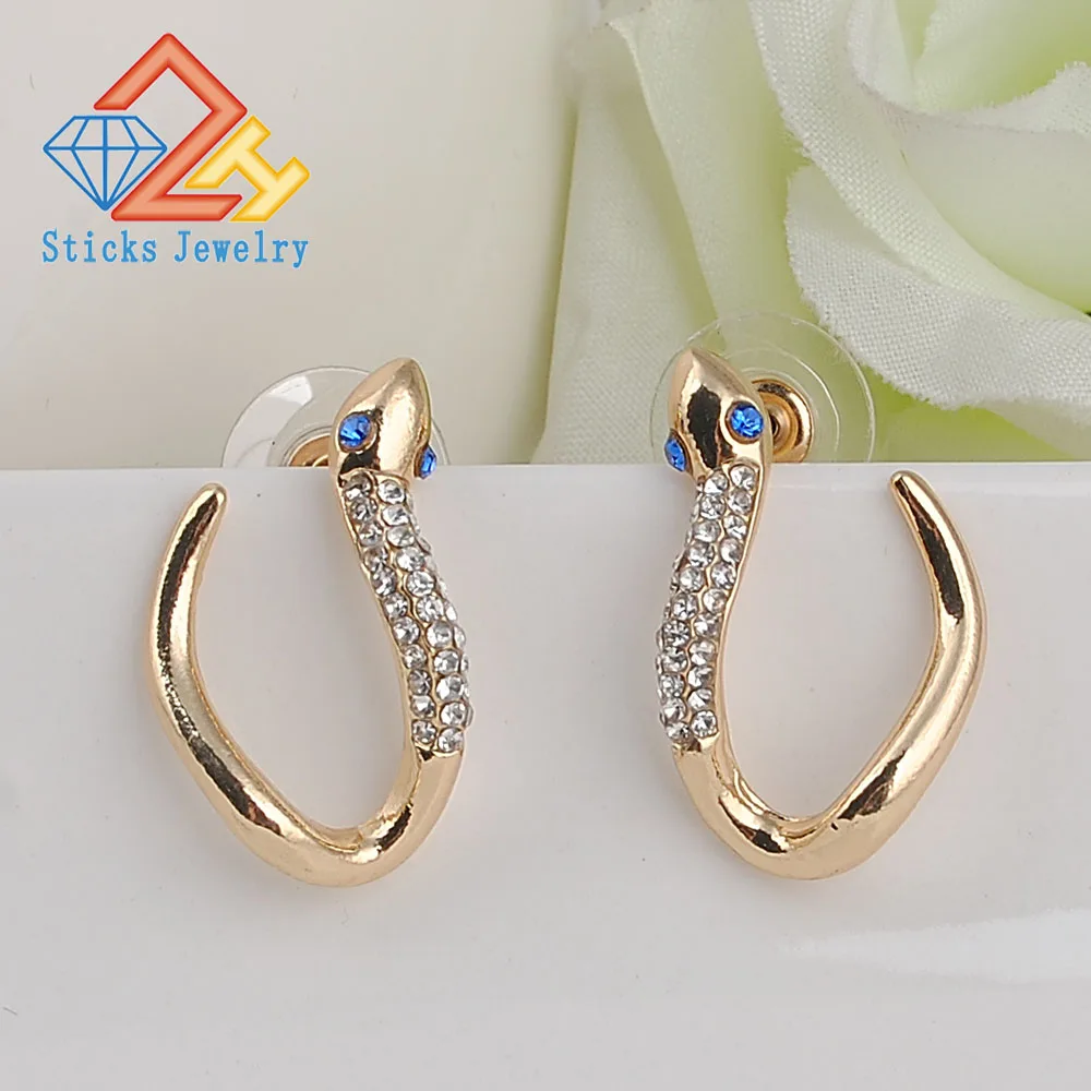 

Stud Earrings Charms Snake Rose Gold Color Wedding Jewelry Romantic Mother's Gift TOP Quality Cute Earrings