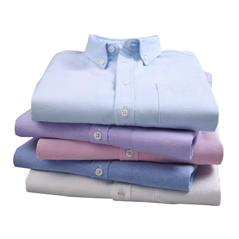 

Autumn New Oxford Shirt Men Solid Colors Slim Fit Long Sleeved Button Down Smart Casual White Shirts 4XL 5XL