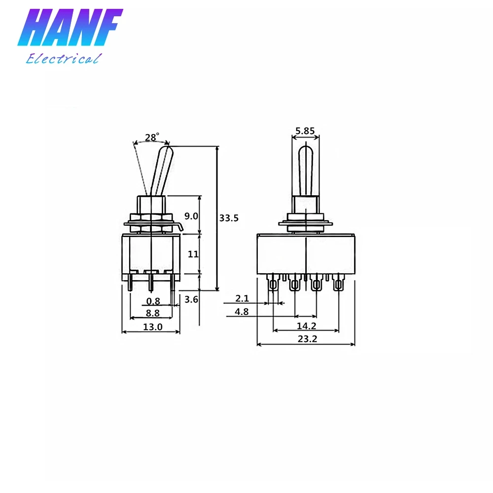 3 шт. 6A/125VAC 2A/250VAC 12 контактов 4PDT ON/ON 2 положения мини MTS-402 тумблер красный