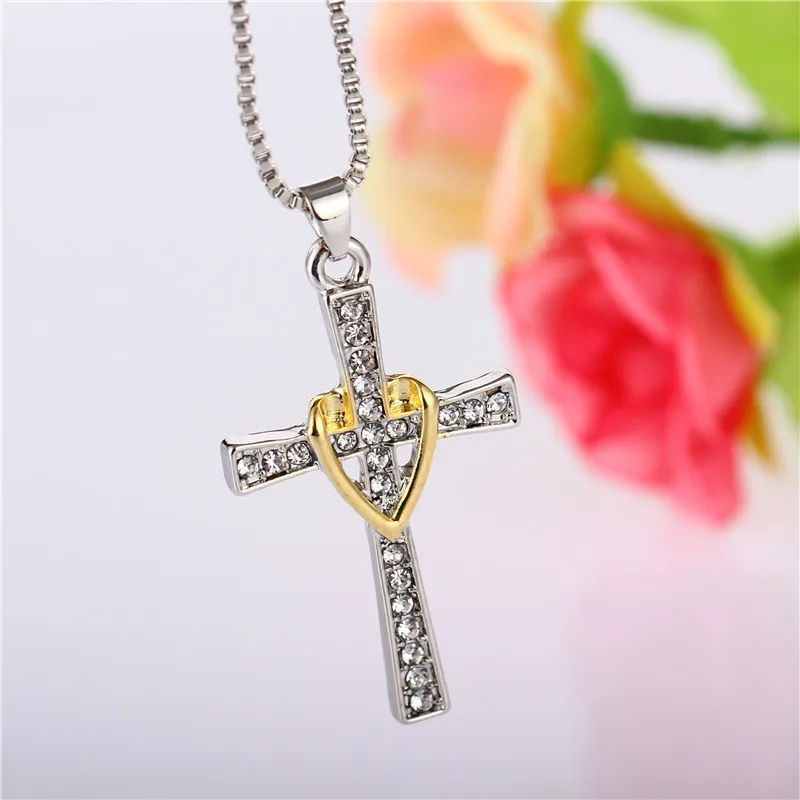 

Pin Bicolor Love Jesus Cross Necklace Ornaments colar jewelry choker bijoux femme anime chain boho groot TIF580 xiangl