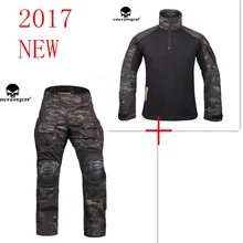 Мультикам черный Emerson G3 форменная рубашка и штаны с наколенники BDU Airsoft waregame охотничьи костюмы EM9256+ 7043