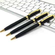 Лучший дизайн школьные канцелярские принадлежности Ограниченная серия матовый чистый черный Золотой зажим шариковая точка лазерный указатель ваше лого на заказ бесплатно