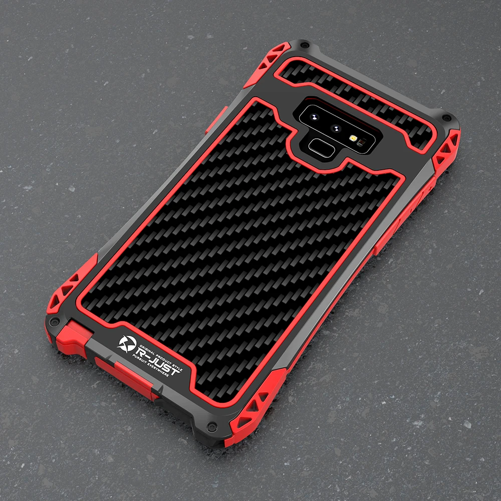 

Shockproof Waterproof Case for Samsung Note 9 8 Carbon Fiber Metal Bumper Cover for Samsung Galaxy S10 S9 S8 Plus Note9 Note8