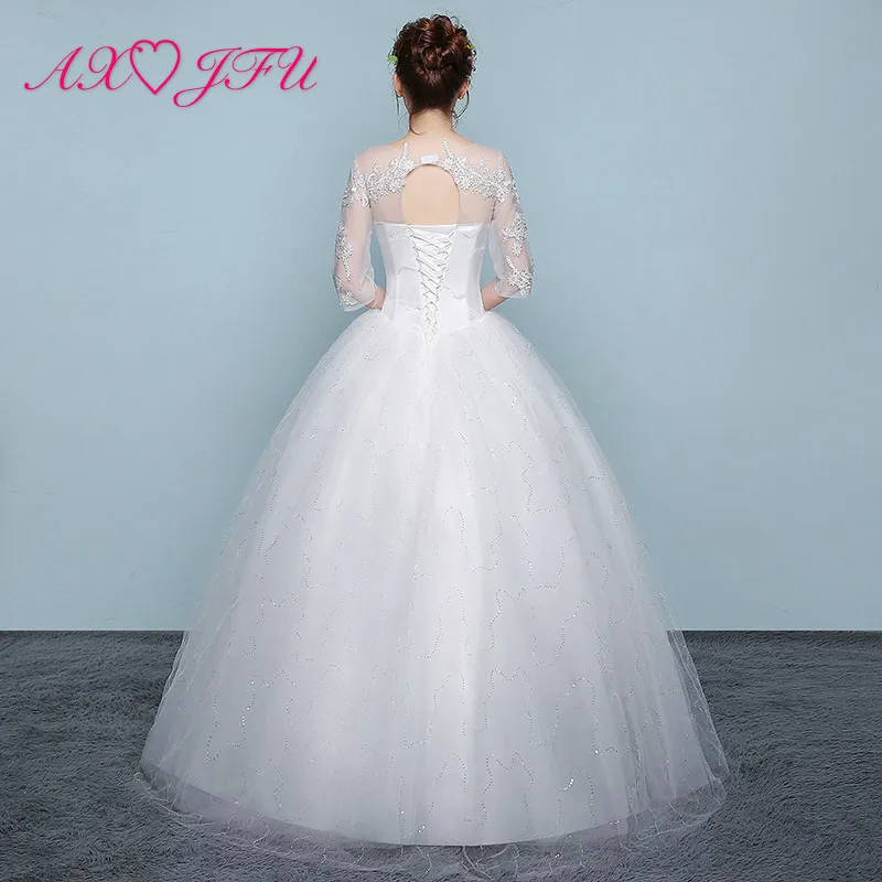 AXJFU Вышивка Принцесса свадебное платье бисер цветы кружево свадебное платье с отделкой бисером цветок кристаллы для свадебного платья