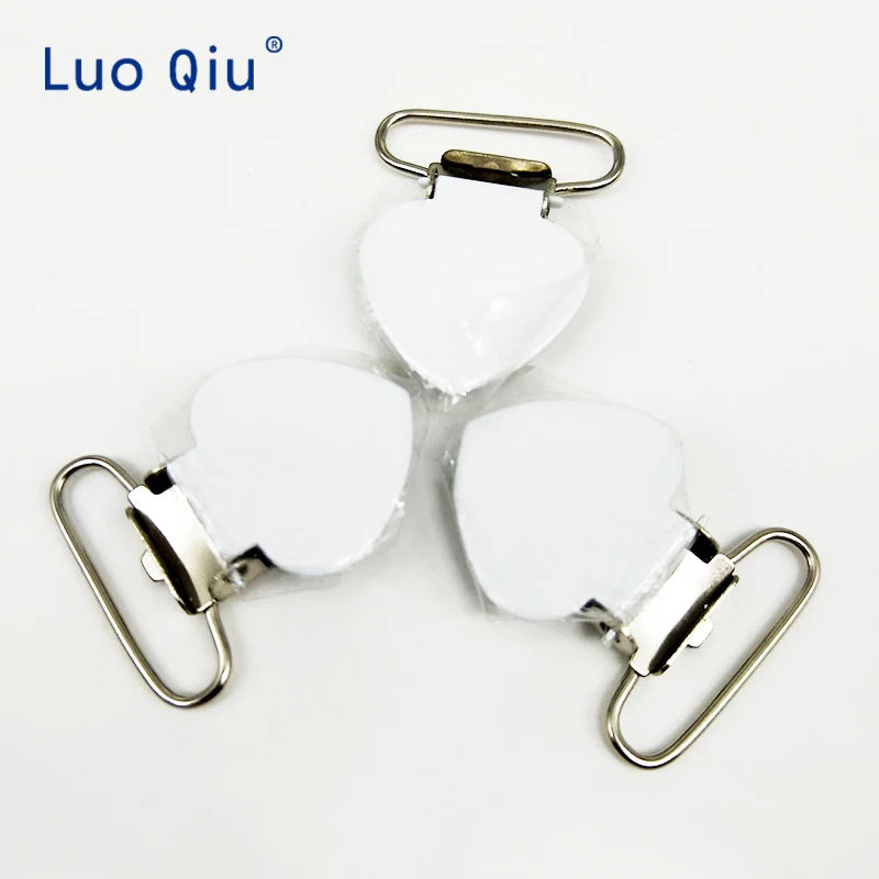 

Peach heart pacifier clip, pendant clothing clip three color optional, nickel plated metal clip, 25 mm, 5 pieces / batch