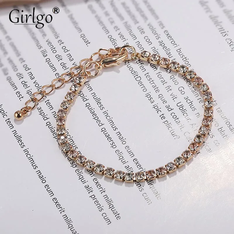 

Girlgo Charm Boho Women Wedding Bracelets For Women Female Gifts Trendy Crystal Color Statement Bracelets Bangle Party Bijoux