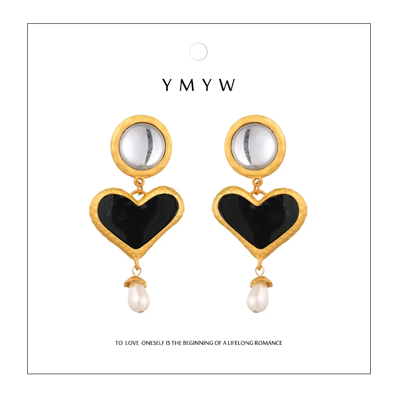 

YMYW Stylish Brand Heart Geometric Drop Dangle Earrings Simulated Pearls Fshion Statement Earrings Bijoux oorbellen voor vrouwen