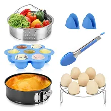 Behogar 7in1 кухня инструменты для кастрюля для быстрого приготовления 5 6 8Qt Пароход Корзина Springform сковорода Яйцо стойки щипцы укусов формы печи рукавицы