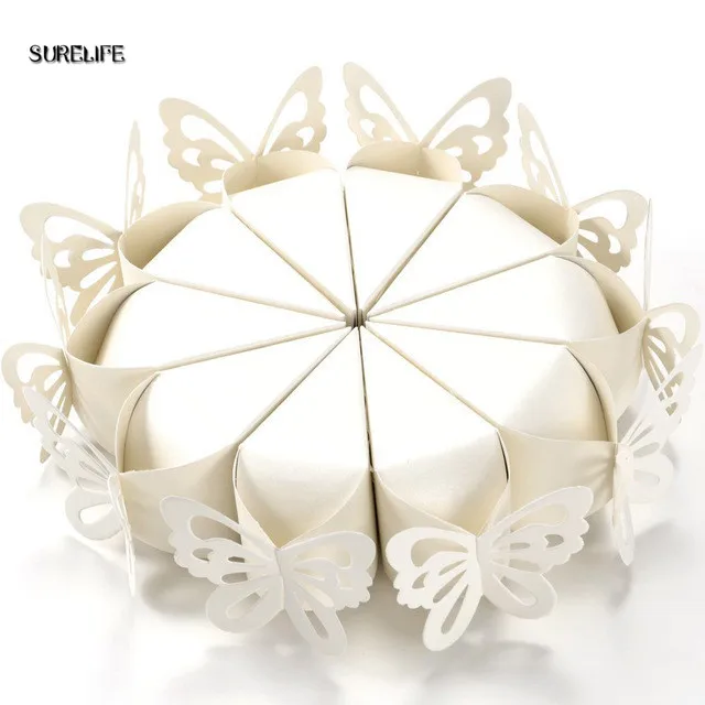 

100 Pcs Butterfly Favor Gift Candy Boxes Cake Style for Wedding Party Baby Shower