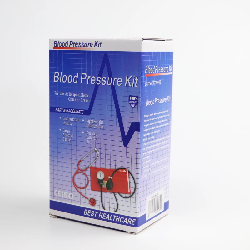 Classic Red Color Blood Pressure Monitor BP Cuff Stethoscope Arm Aneroid Sphygmomanometer with Single Head Cute Stethoscope