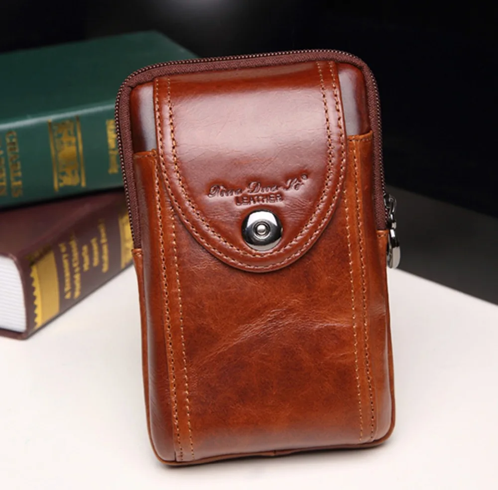 Сумка-клатч из натуральной кожи, повседневный деловой мужской чехол для телефона, набедренная сумка на пояс, поясная сумка-кошелек