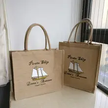 Оптовые продажи, 500 шт./лот, многоразовые складные сумки для покупок из натурального джута Hessian, Холщовый джутовый льняной сумки для покупок Hessian