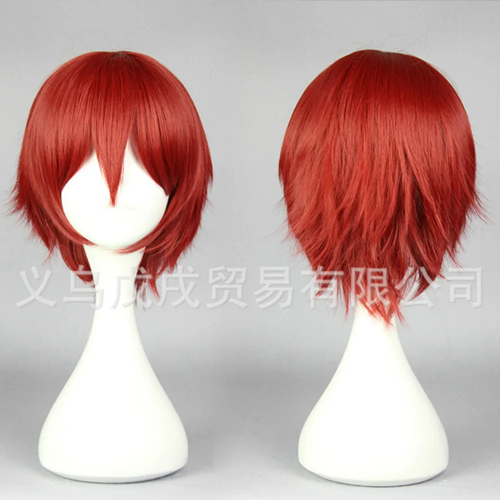 

Assassination Classroom Akabane Karma Cosplay Short Flame Red Wig Heat Resistant Synthetic Hair Wigs+ Free Wig Cap