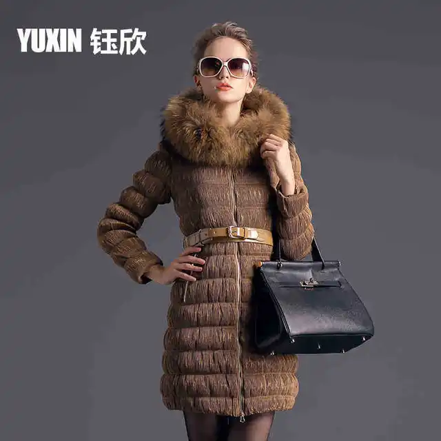 Cheap 2015 New Winter Thicken Warm Woman Down jacket Coat Parkas Outerwear Hooded Raccoon Fur collar Luxury High Long Plus Size 2XXL