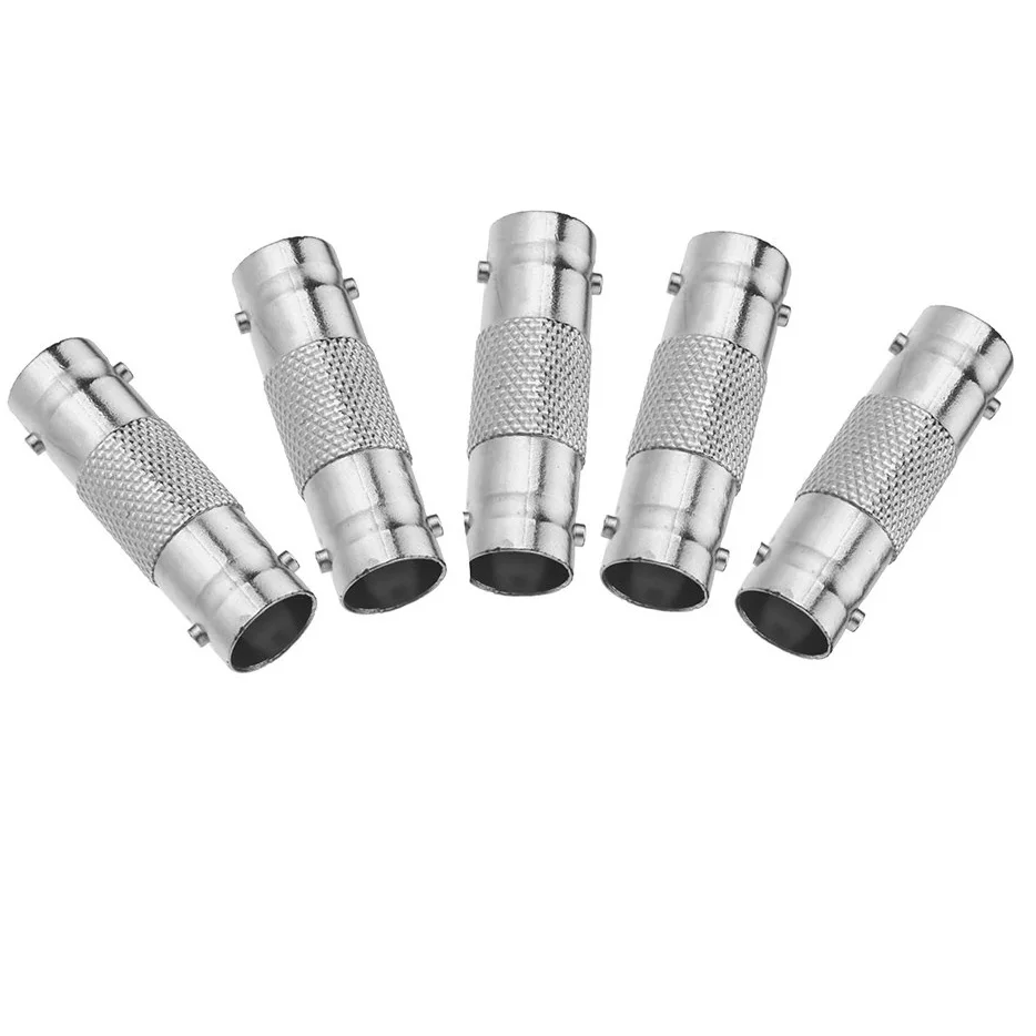 

5 Packs 10Pcs BNC Female to BNC Female CCTV Security Camera Adapter Straight Connector for CCTV System silver
