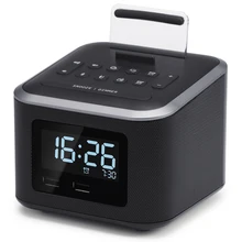 Homtime Docking speakers portable Bluetooth speaker FM radio USB chargers Digital Alarm Clock wireless speaker LED Display NEW cky bc145 mini wireless bluetooth v3 0 docking speaker w usb pink