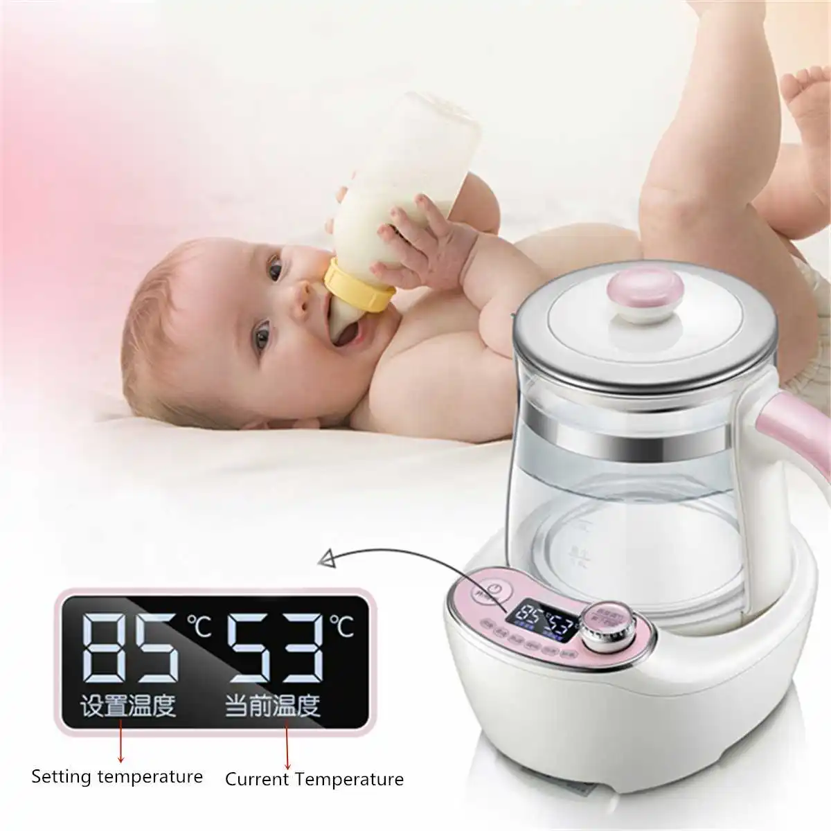 

Smart Electric Heating Boiler Milk Warmer Tea Hot Water Kettle Home Machine Thermostatic Kettle Baby Bottle Feeding 0.8L 400W