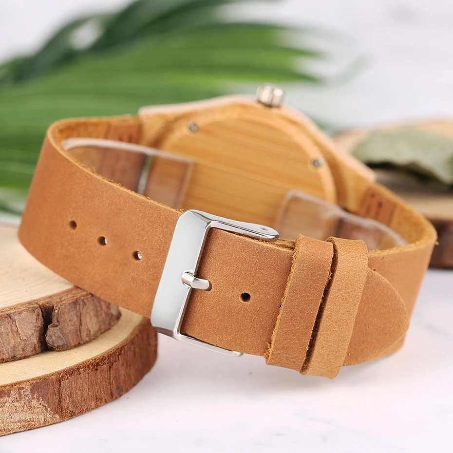 Lightweight Bamboo Wood Women Watch Engraving Print Numerals Dial Analog Simple Casual Genuine Leather Strap Clocks Wooden Gifts 2018 (10)