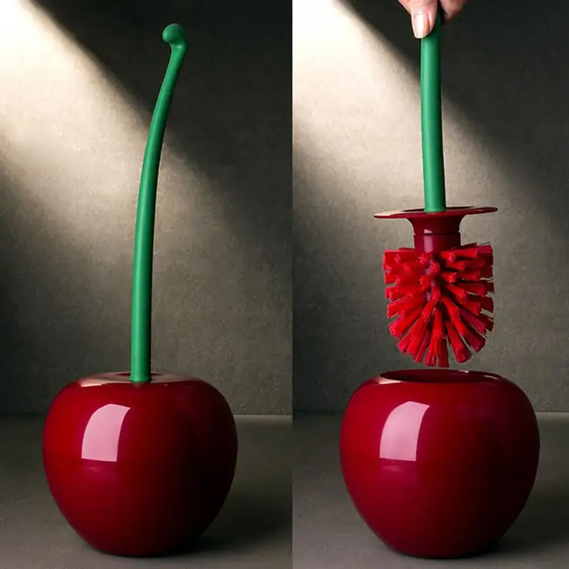 Portable Creative Cherry Shape Lavatory Bathroom Toilet Brush& Holder Set Cleaning Tool Kit Bathroom Decor Accessories