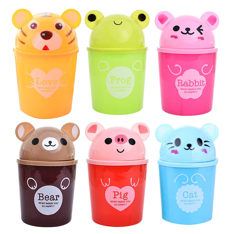 

Desktop Garbage Cans Receive Cute Animal Plastic Mini Table Dustbin Sundries Barrel Storage Tank A Box Trash Can Ash-bin