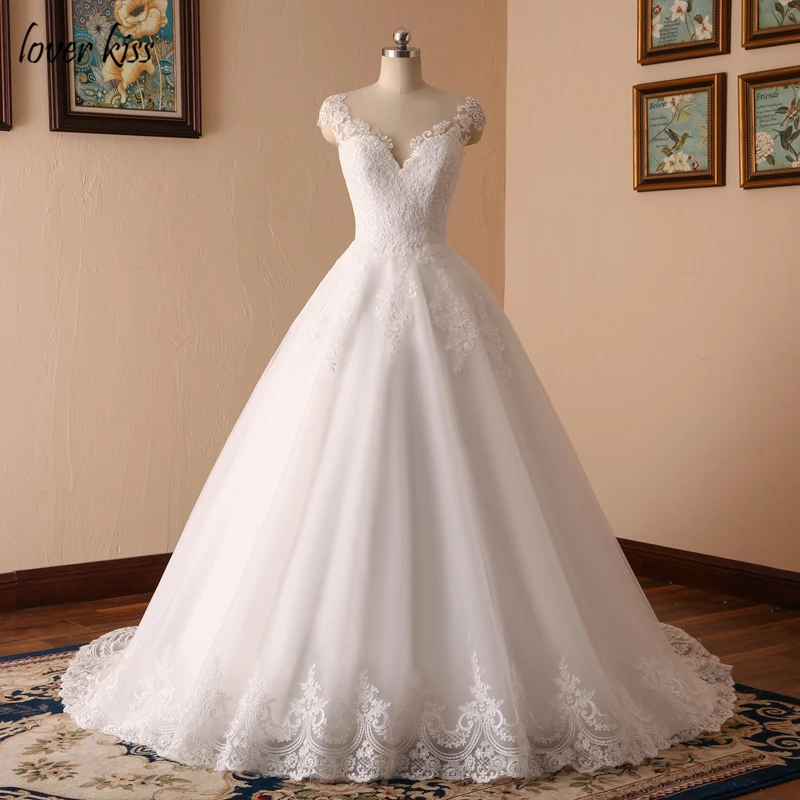 Lover Kiss Vestido De Noiva 2018 V Neck Bridal Ball Gowns