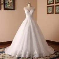 Lover Kiss Vestido De Noiva 2018 V-neck Bridal Ball Gowns Sleeveless Wedding Dresses Lace Appliques Body Real Image robe mariage