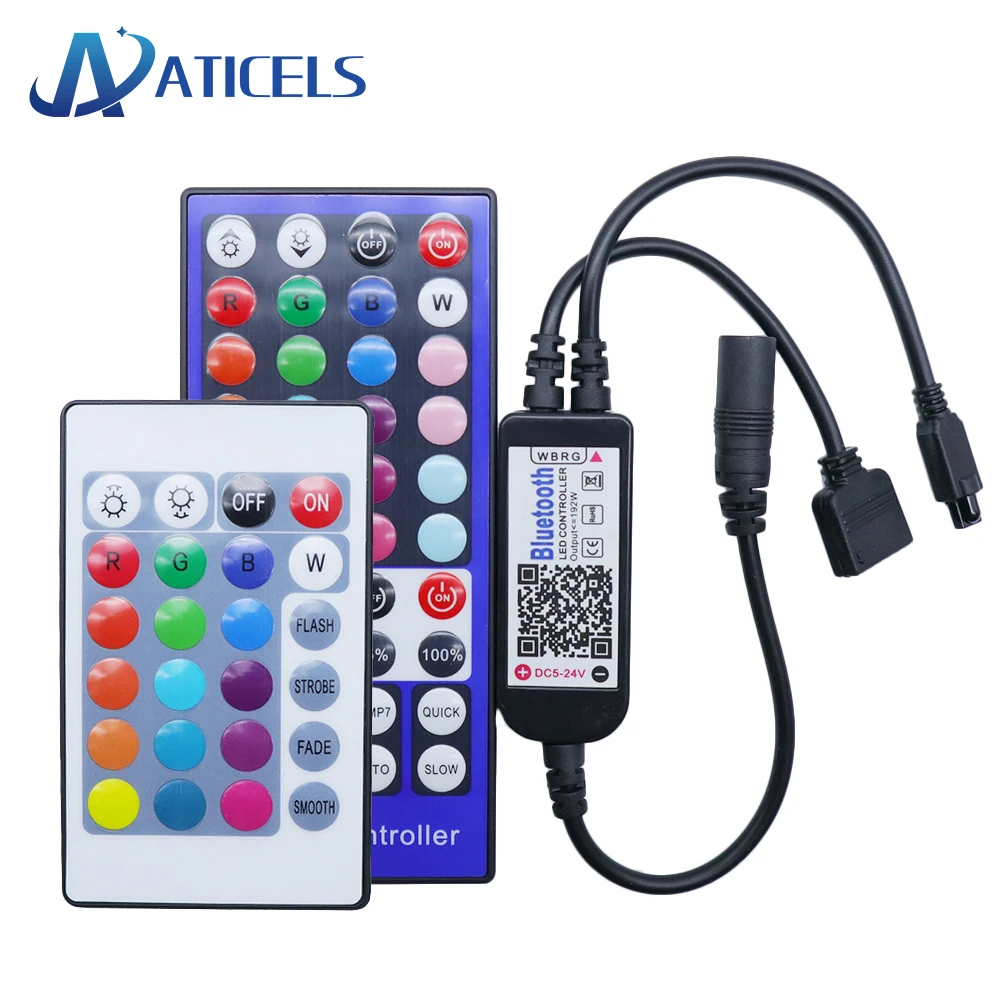 5 24 В постоянного тока мини Bluetooth RGB/RGBW контроллер с ИК пульт дистанционного