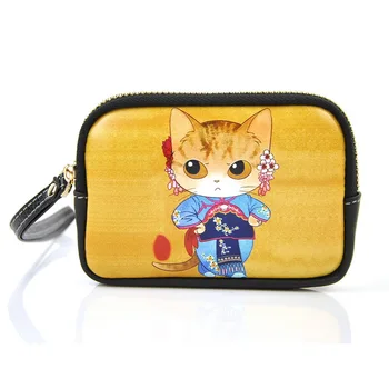 

Women Leather Coin Wallet Wristlet Change Bag Credit Card Holder Purse Fashion Cute Cartoon Cat Lady Case Gift Item Accessory
